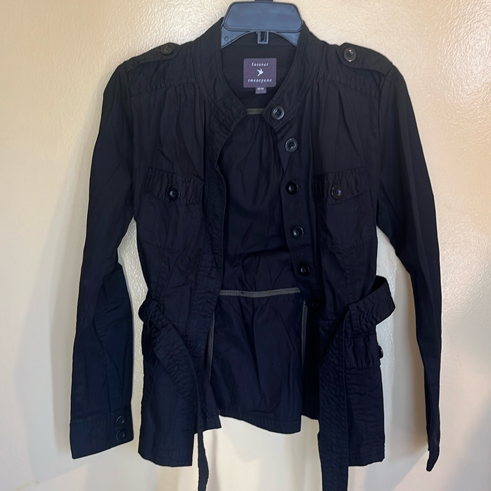 Forever 21 Blazer with tie size Medium Color Black Cotton